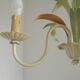 French Vintage Cream 3 Light Metal Chandelier Green and Peach Leaves