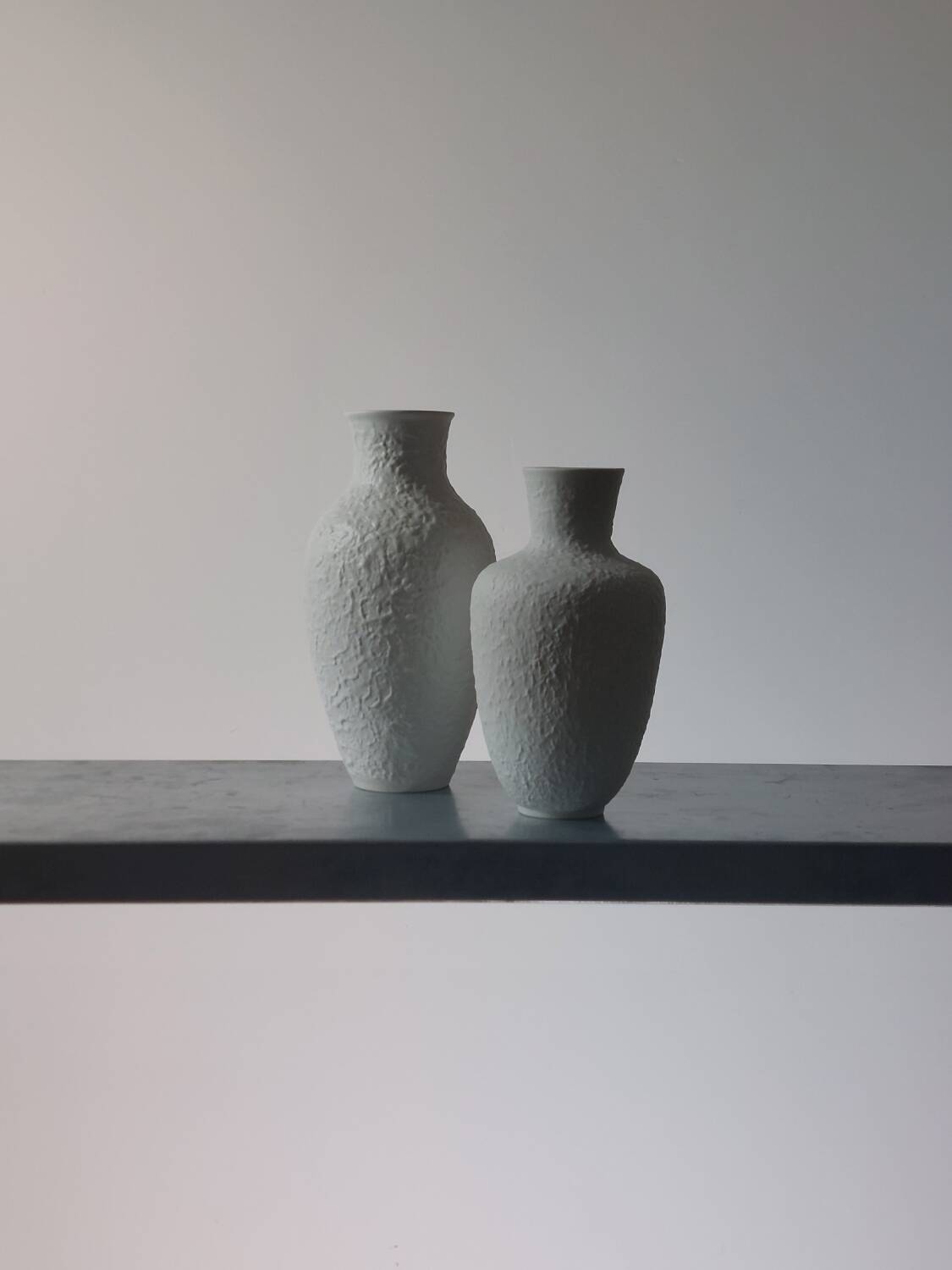 Pair of vintage biscuit porcelain vases by Metzler Ortloff