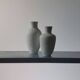 Pair of vintage biscuit porcelain vases by Metzler Ortloff.