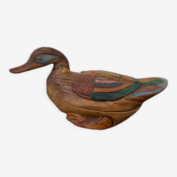 Duck antique painted wooden jewelry box