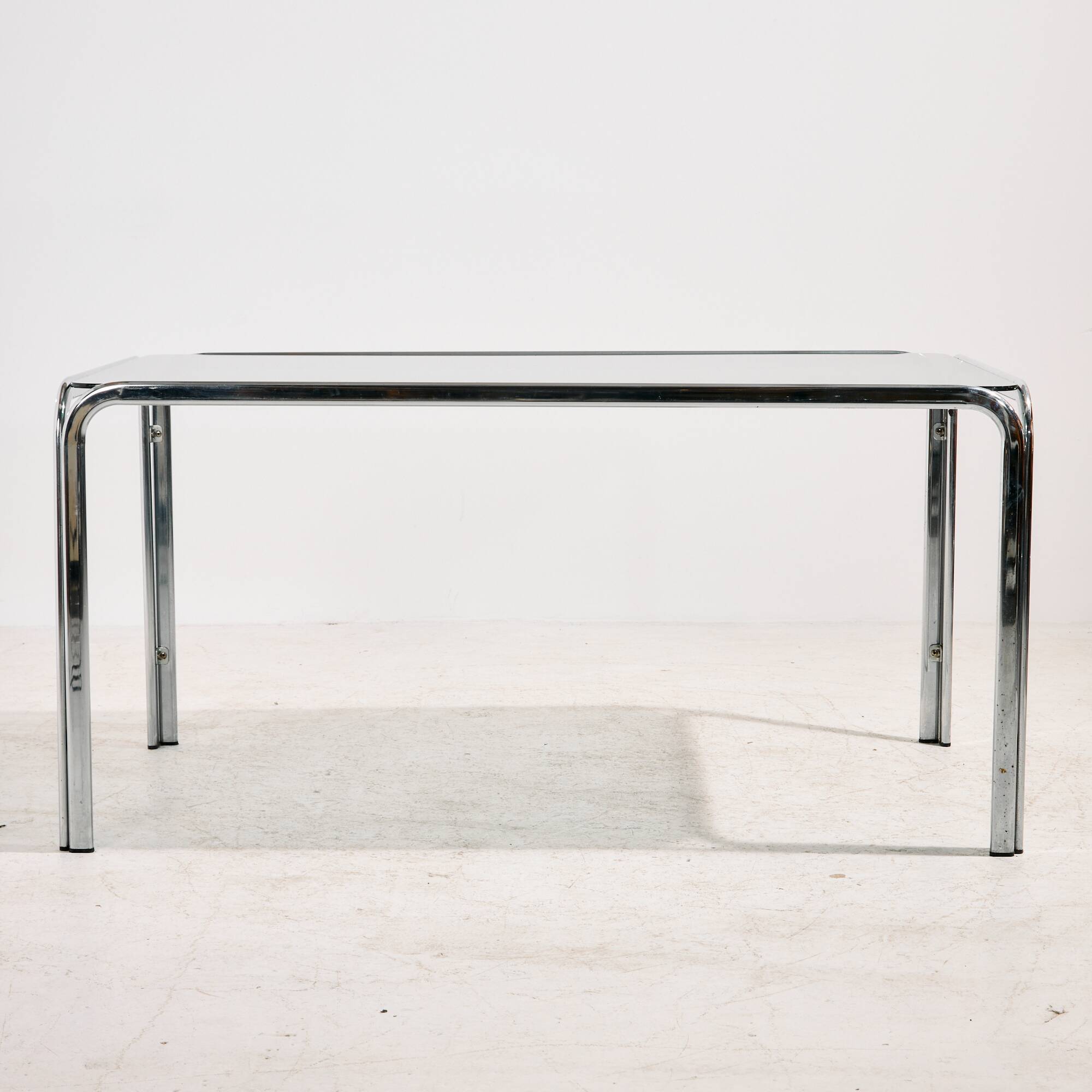 Italian chrome and leather dining set by Gastone Rinaldi, set of 7.