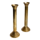 Gold-Plated Metal Candle Holders Set of 2, 1960s Italian Column Design, Vintage Table Decor