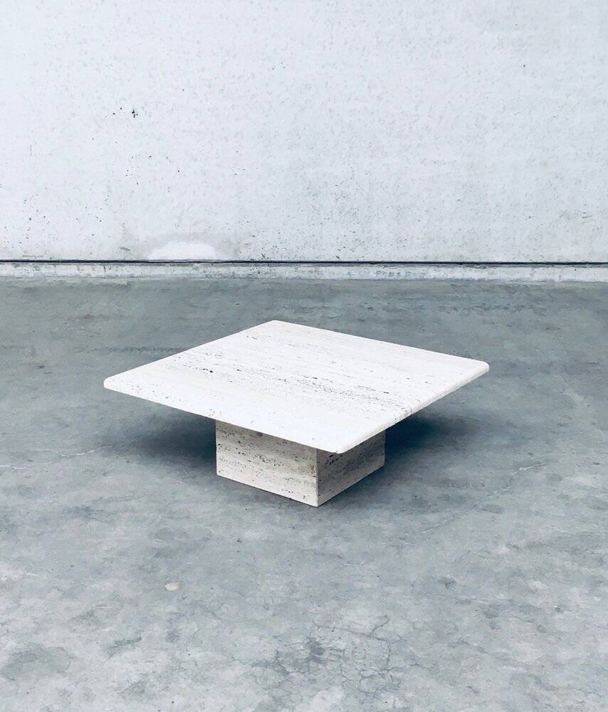 Italian Travertine Square Coffee Table, 1970s