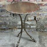 Side table industrial style riveted steel 1980