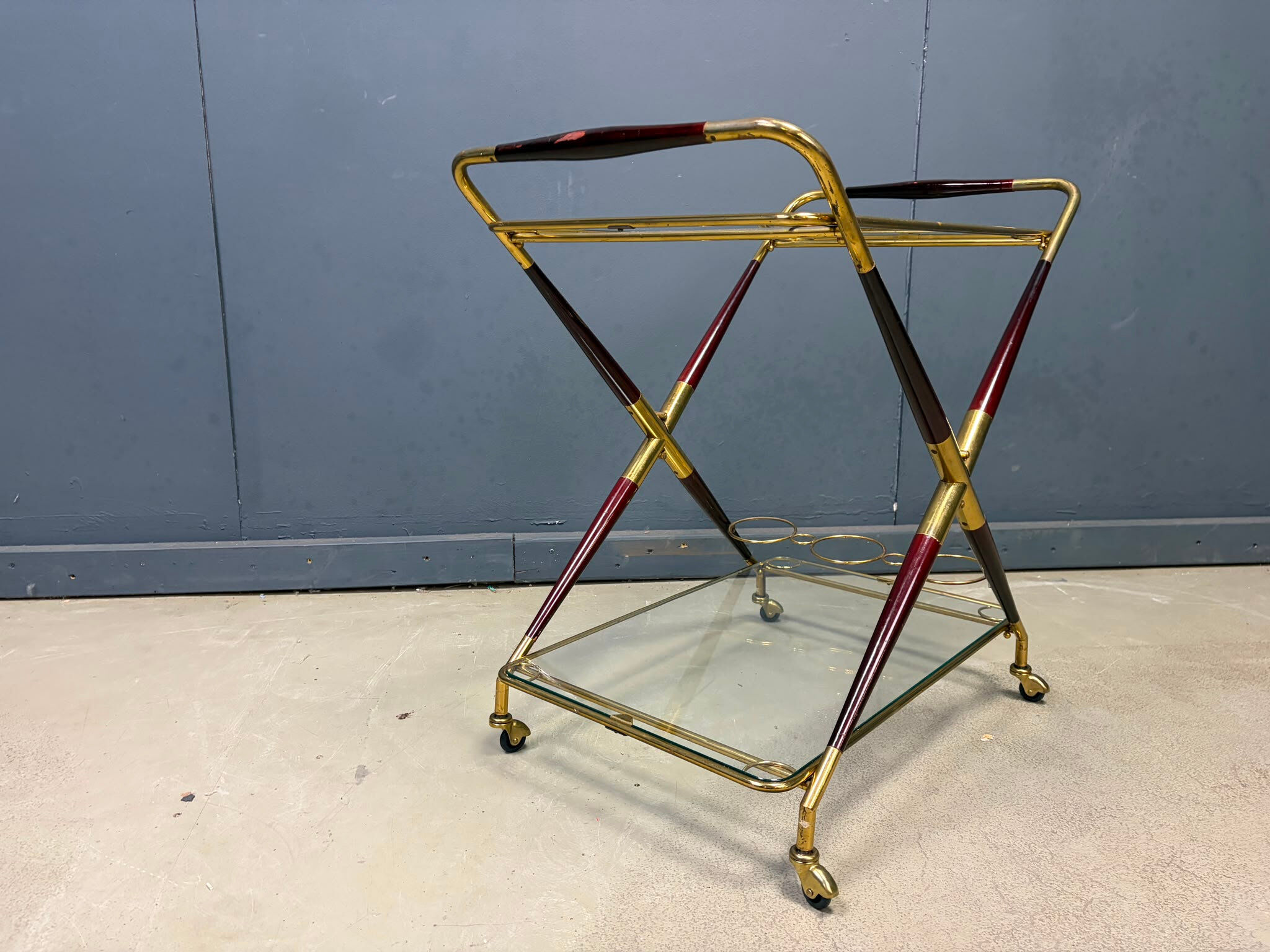 Vintage Italian serving trolley by Cesare Lacca, 1950s