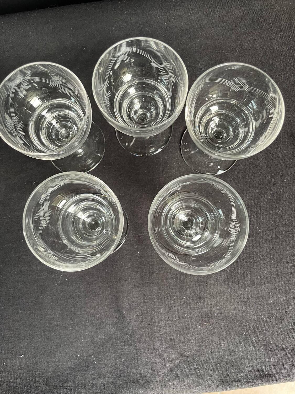 5 Ardéco chiseled crystal glasses