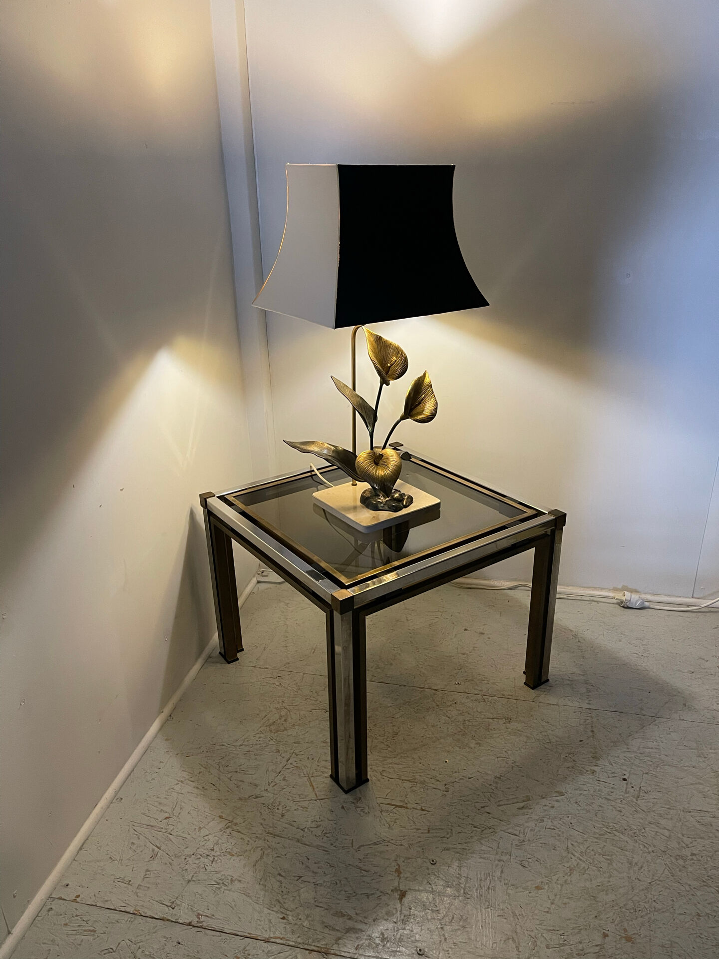Lampe florale bronze 1970