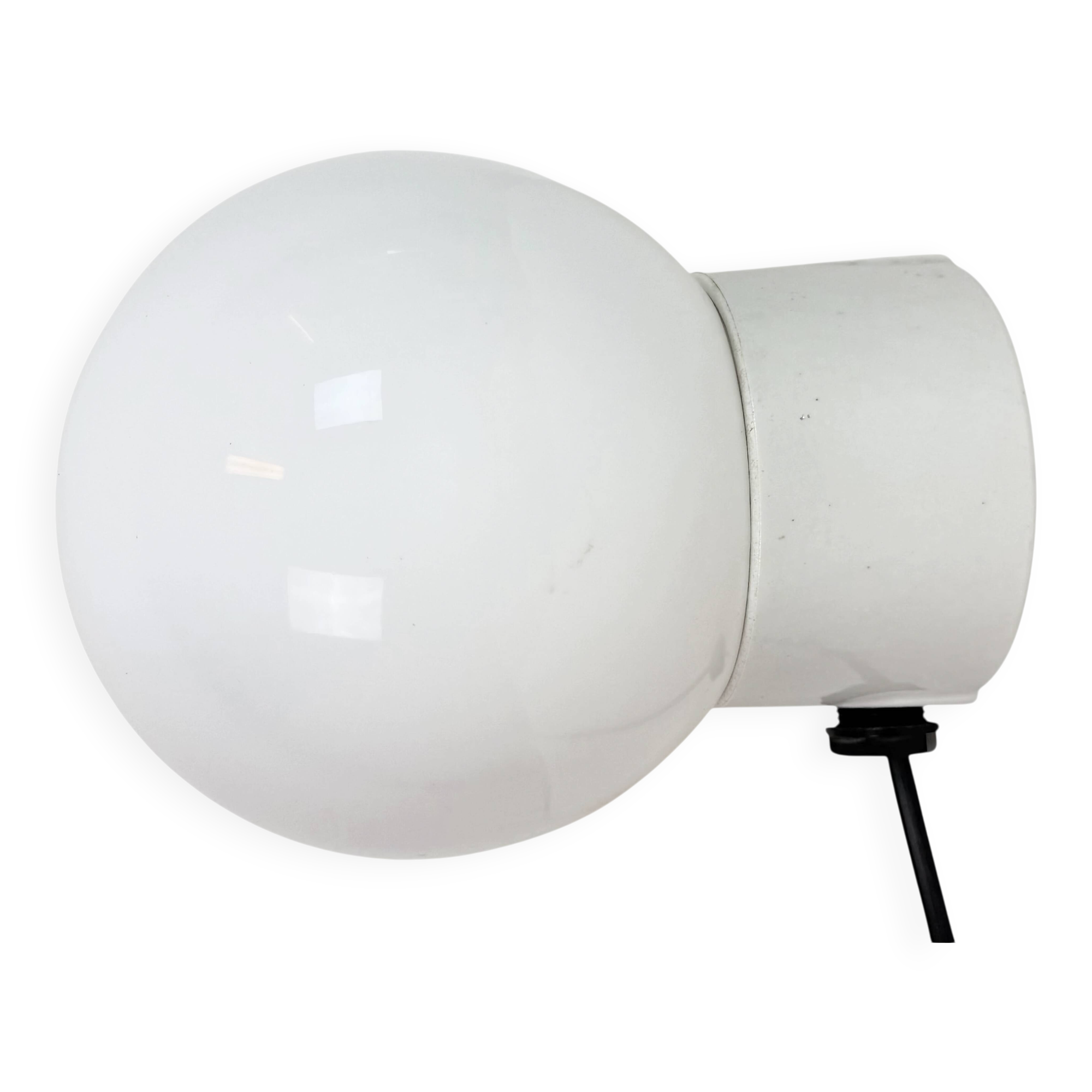 Vintage White Porcelain Wall Light with Milk Glass, 1960s