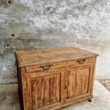 Old cabinet, workbench, kitchen island counter on casters