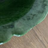 1960s Biot glazed earthenware salad bowl with XL green scalloped edges