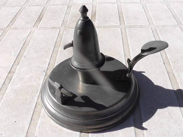 Pewter cellar rat candle holder