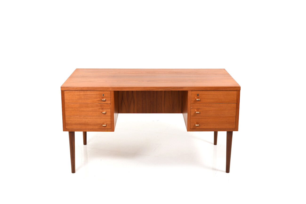 Mid Century Modern Danish Desk with Brass Handles