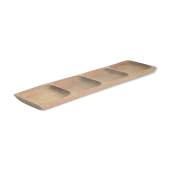 Long teak wooden serving tray or dish with four compartiments