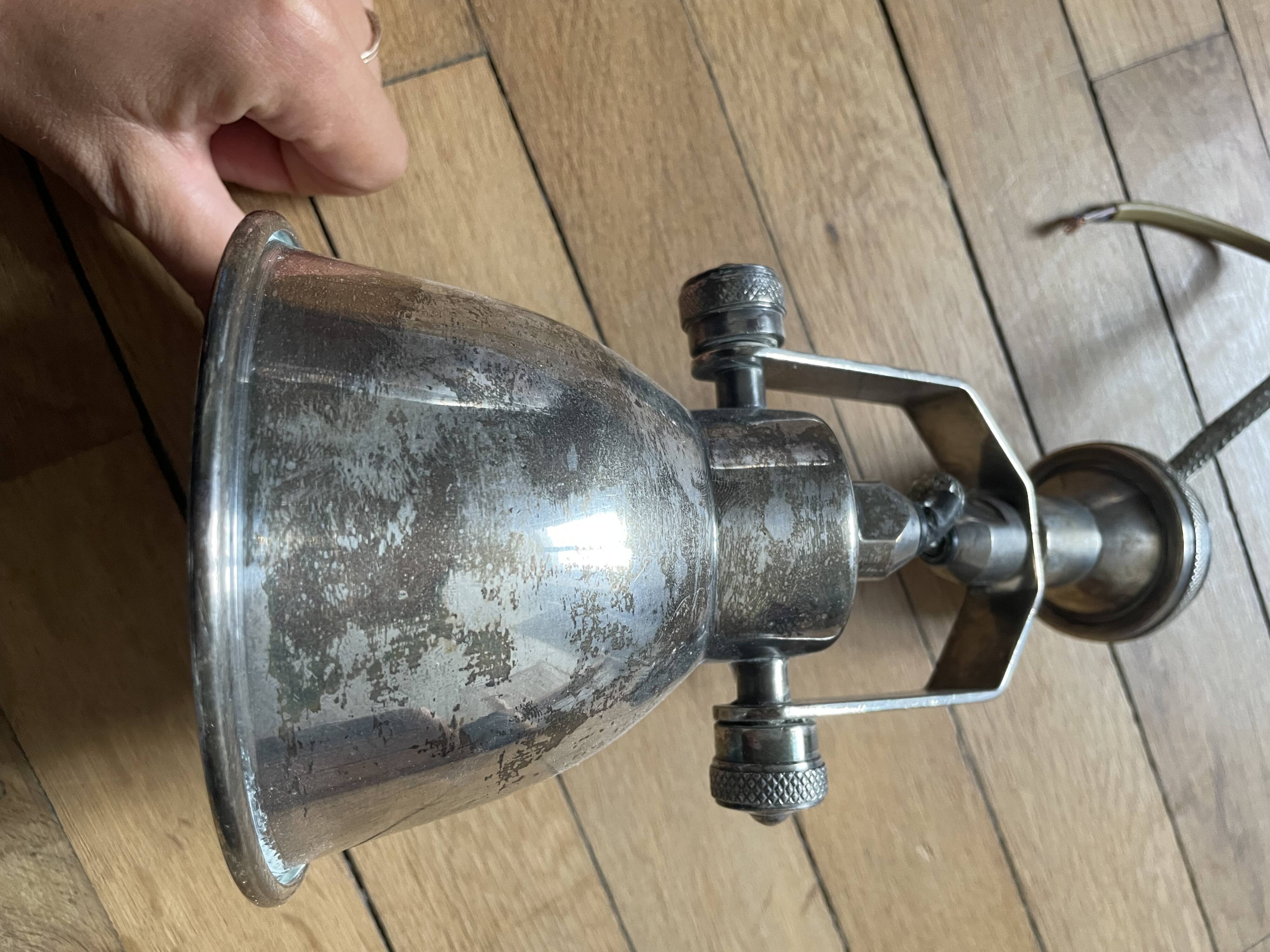 vintage silver metal wall light 250901