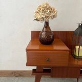 Varnished wooden bedside table