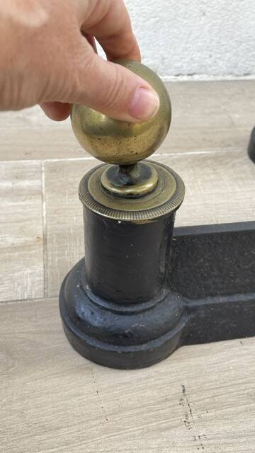 Chenets neoclassical cast iron and brass
