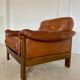 Mid-century vintage Scandinavian leather lounge chair in cognac brown leather