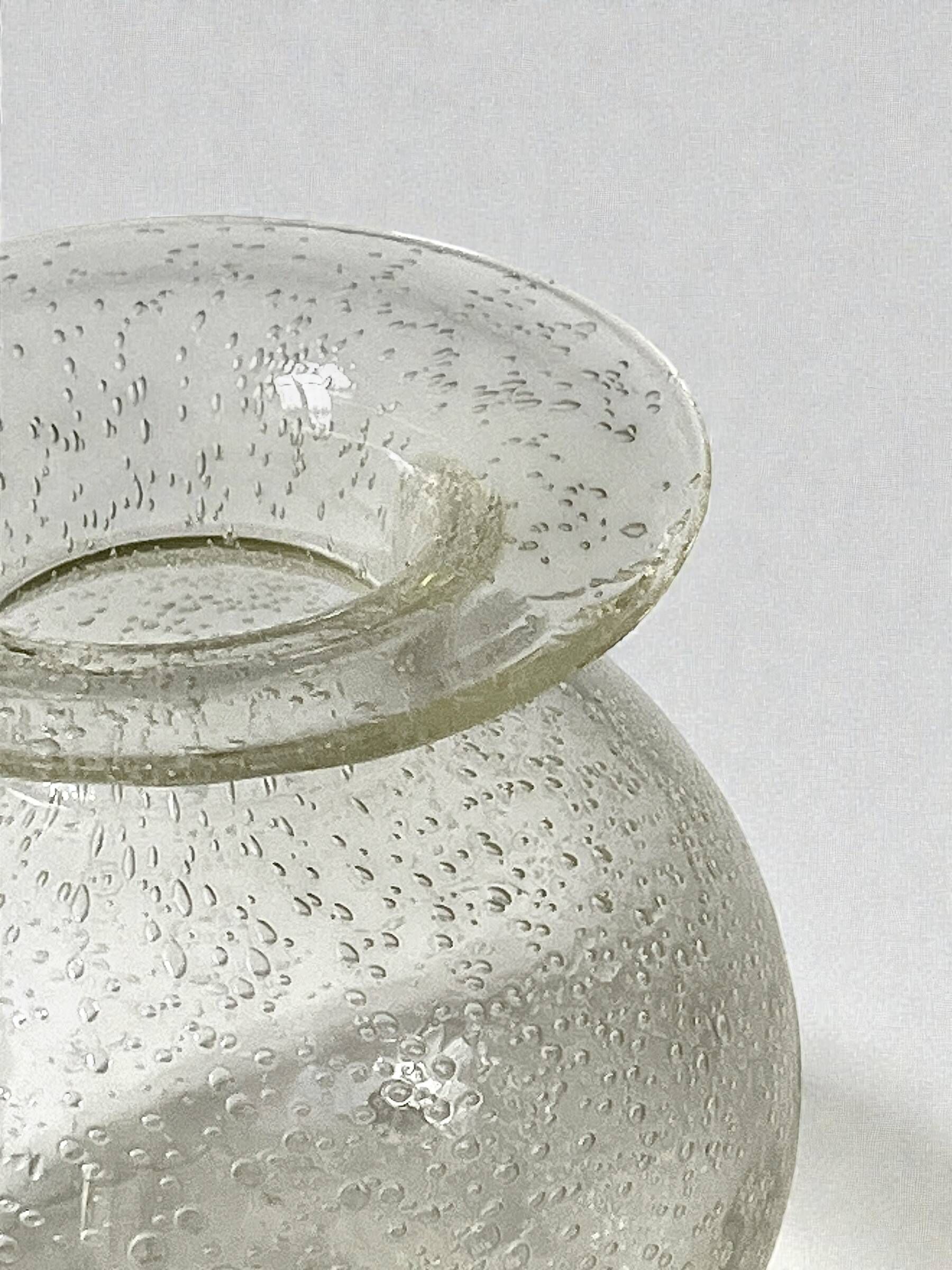 Blown glass vase with bubbles from Biot, France 1970