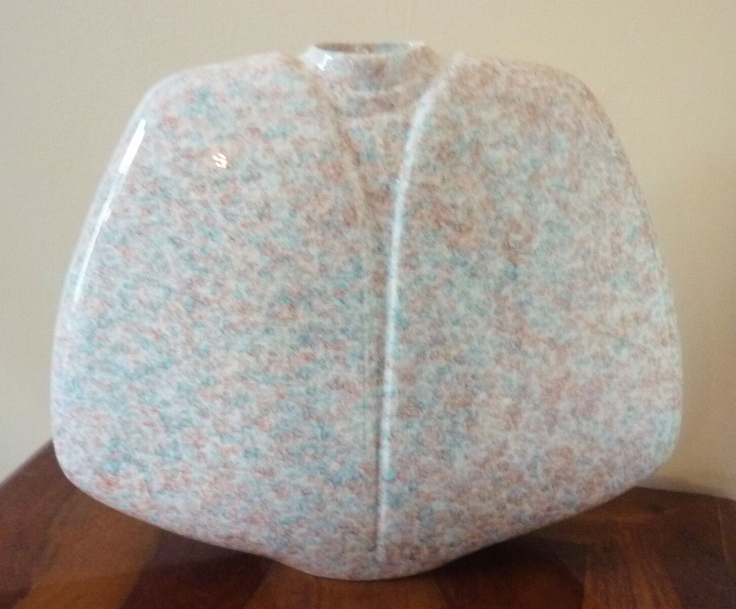 Vintage glazed ceramic lentil vase, 70s design, signed Virebent