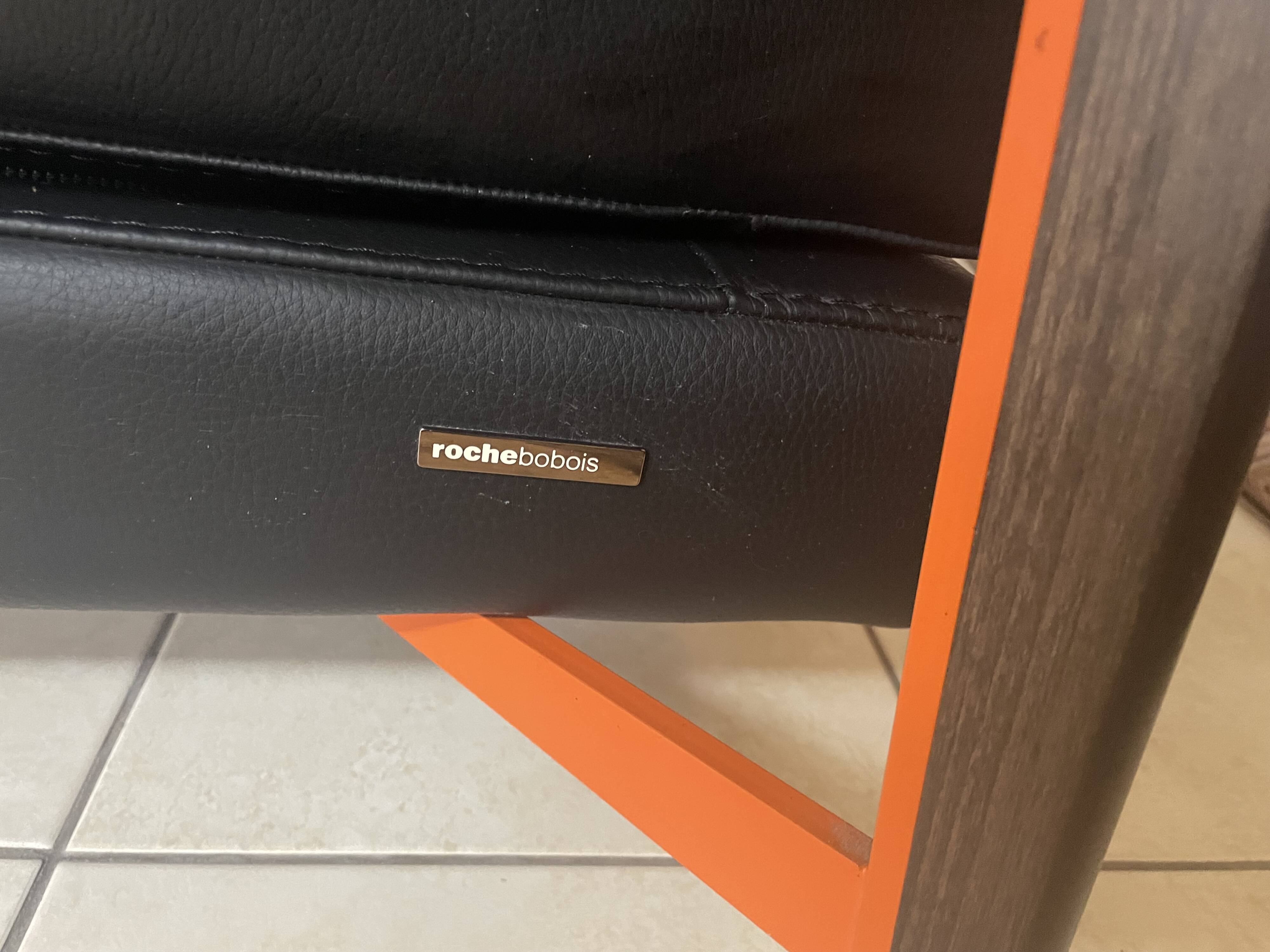 Roche Bobois black leather sofa