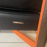 Roche Bobois black leather sofa