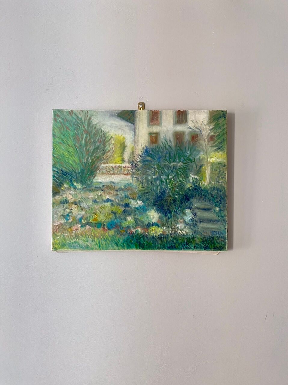 Old painting, landscape, summer garden, 70s/80s