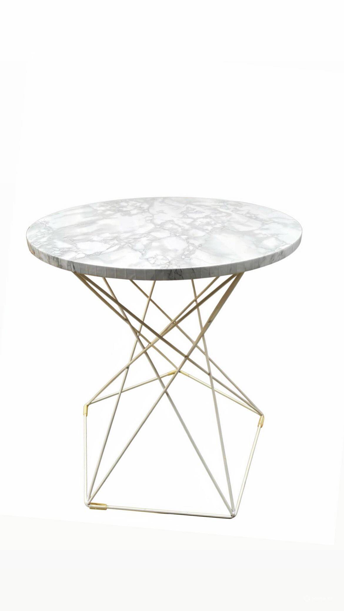 Eiffel-style side table – round top with white marble effect – design year