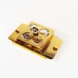 Polished brass and crystal glass wall lamp by Palwa, Germany 1960s