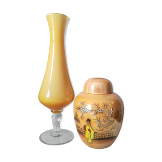 Opaline and potiche vase