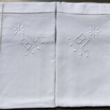 2 embroidered BL linen pillowcases, Venice day
