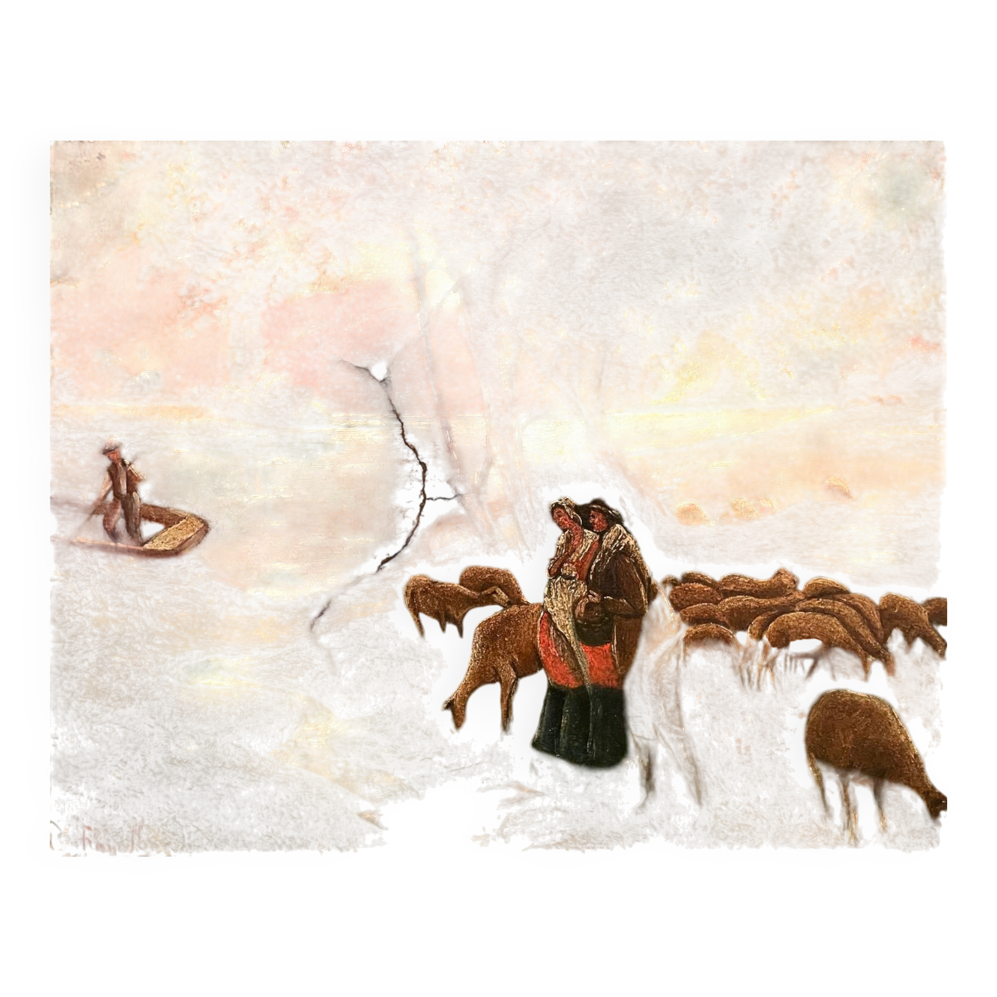 Animated landscape, couple of shepherds, Pietro Fancelli, late 18th, early 19th century