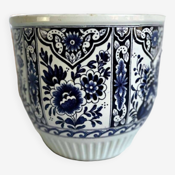 Pot de fleurs vintage bleu et blanc 'delfts'
