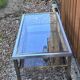 Vintage coffee table glass & chrome metal – Romeo Rega style from the 1970s