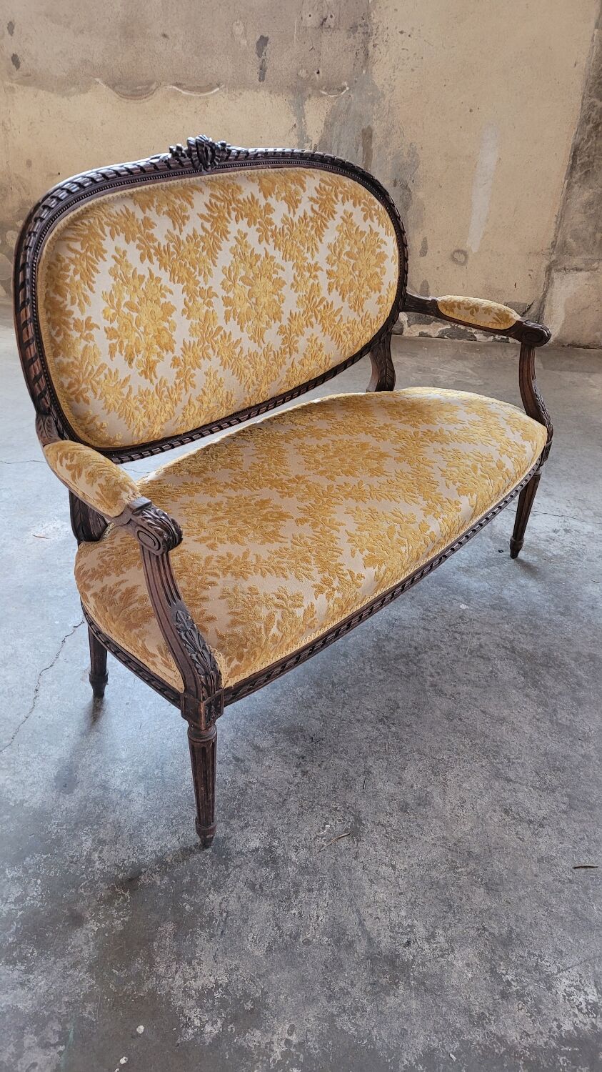 Louis XVI style sofa bench carved