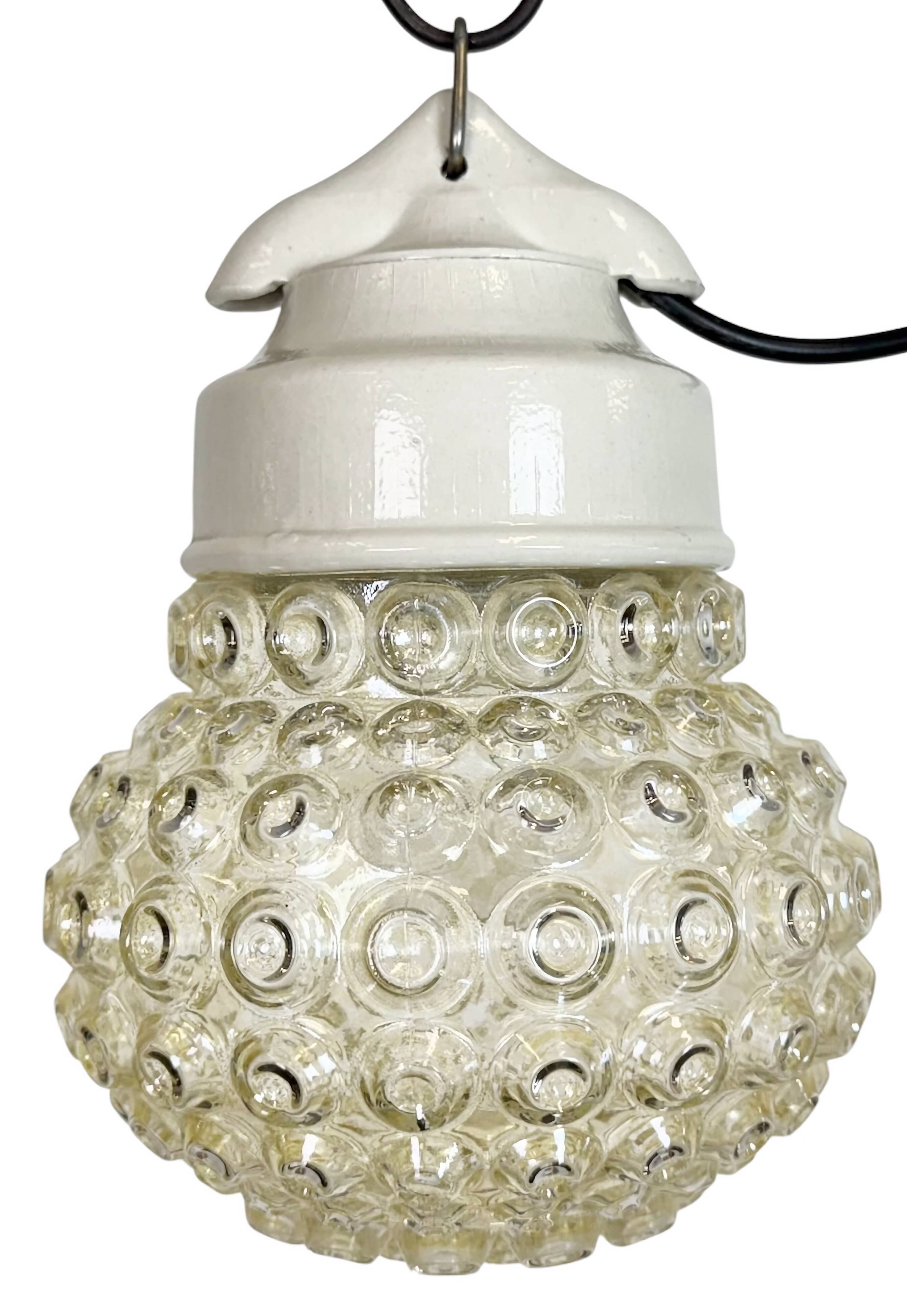 Vintage White Porcelain Pendant Light, 1970s