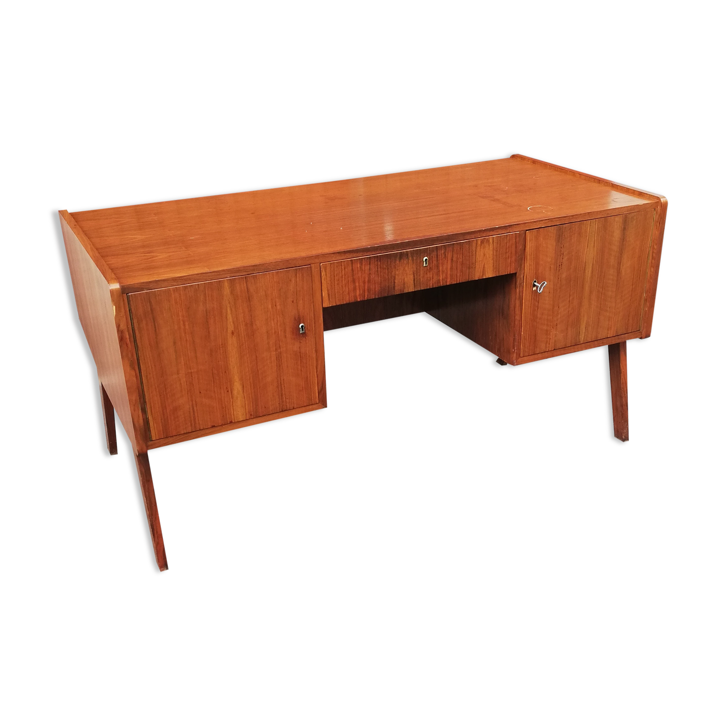 Vintage desk 2 doors 1 drawer compass feet
