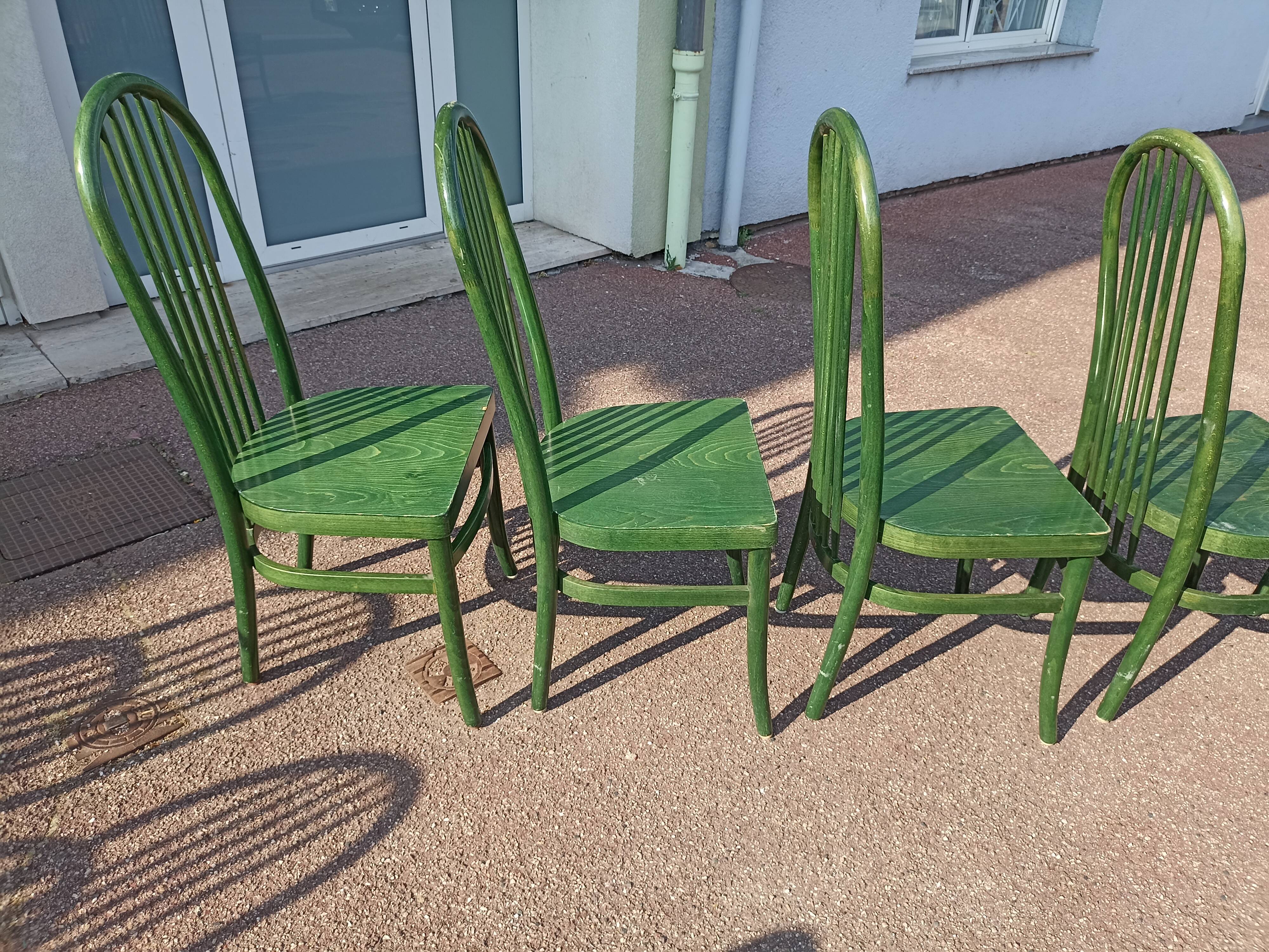 Lot de 6 chaises de bistrot baumann eden terrasse verte bois - vintage