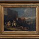 Oil on canvas 18th century scene of animals and shepherd gilded frame