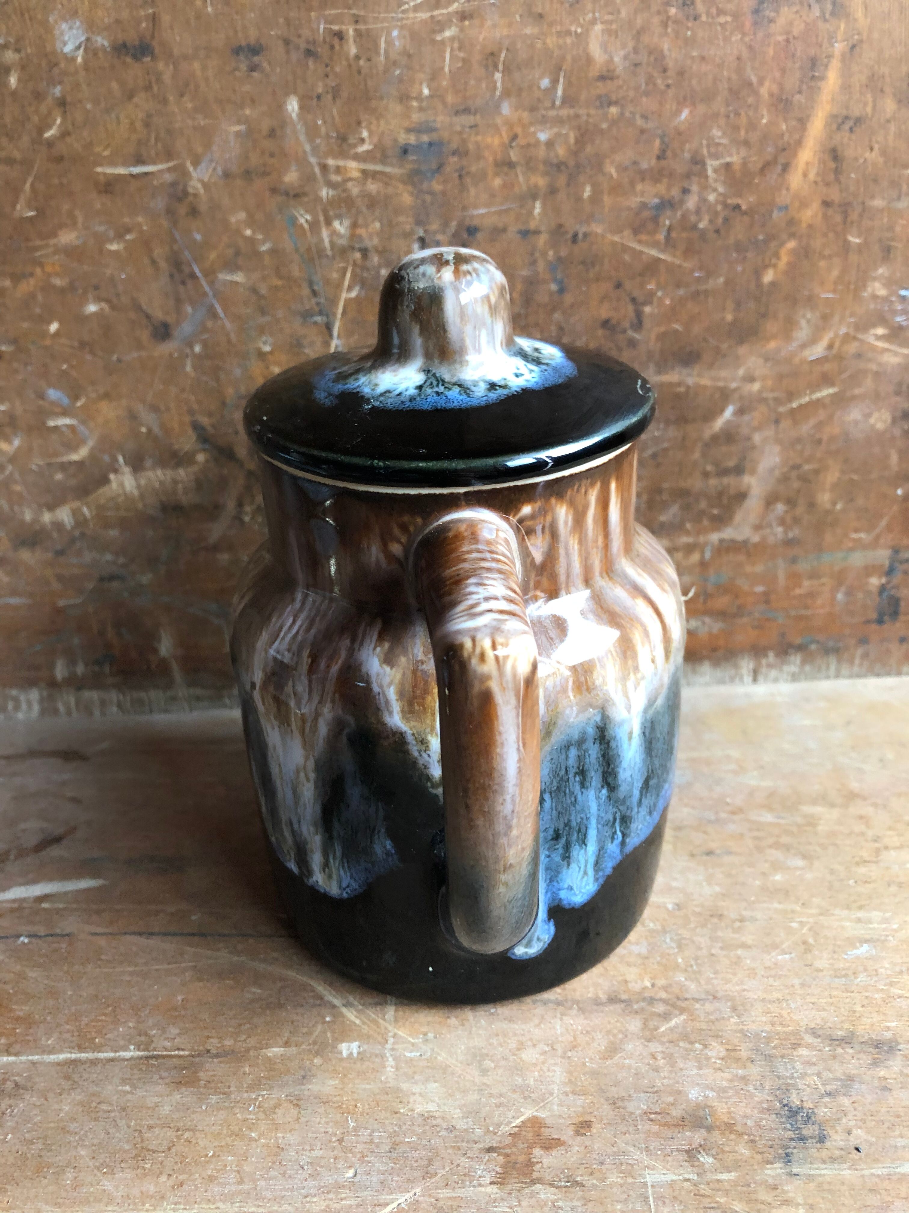 Old Pitcher Teapot + Anse Grès Flammés France Vintage