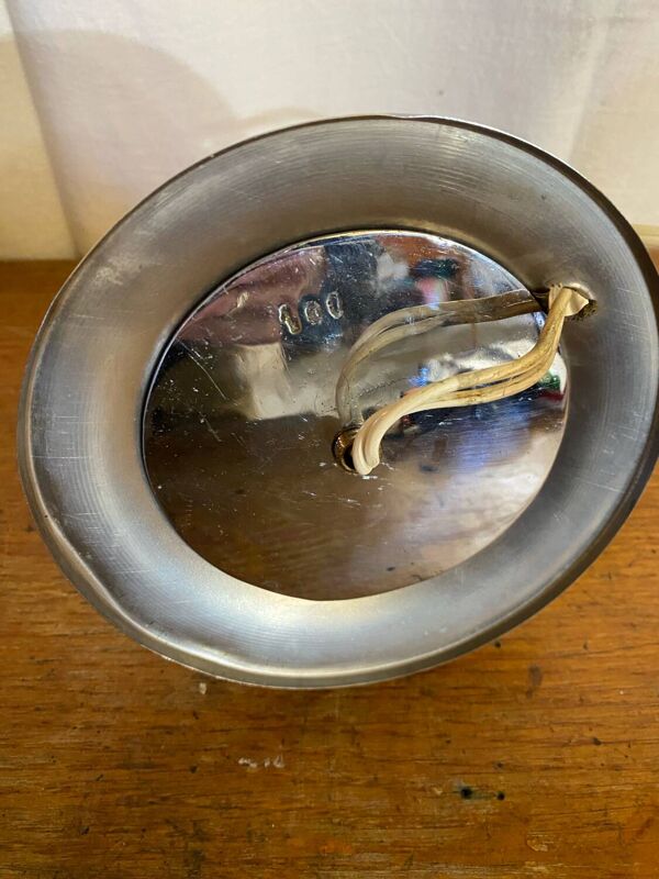 Pied de Lampe Ancien Boule Verre Rose & Transparent Pied Chromé Vintag