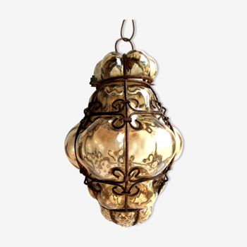 Ancient Venetian lantern called Murano "cage" lantern in blown glass