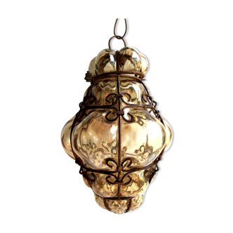Ancient Venetian lantern called Murano "cage" lantern in blown glass