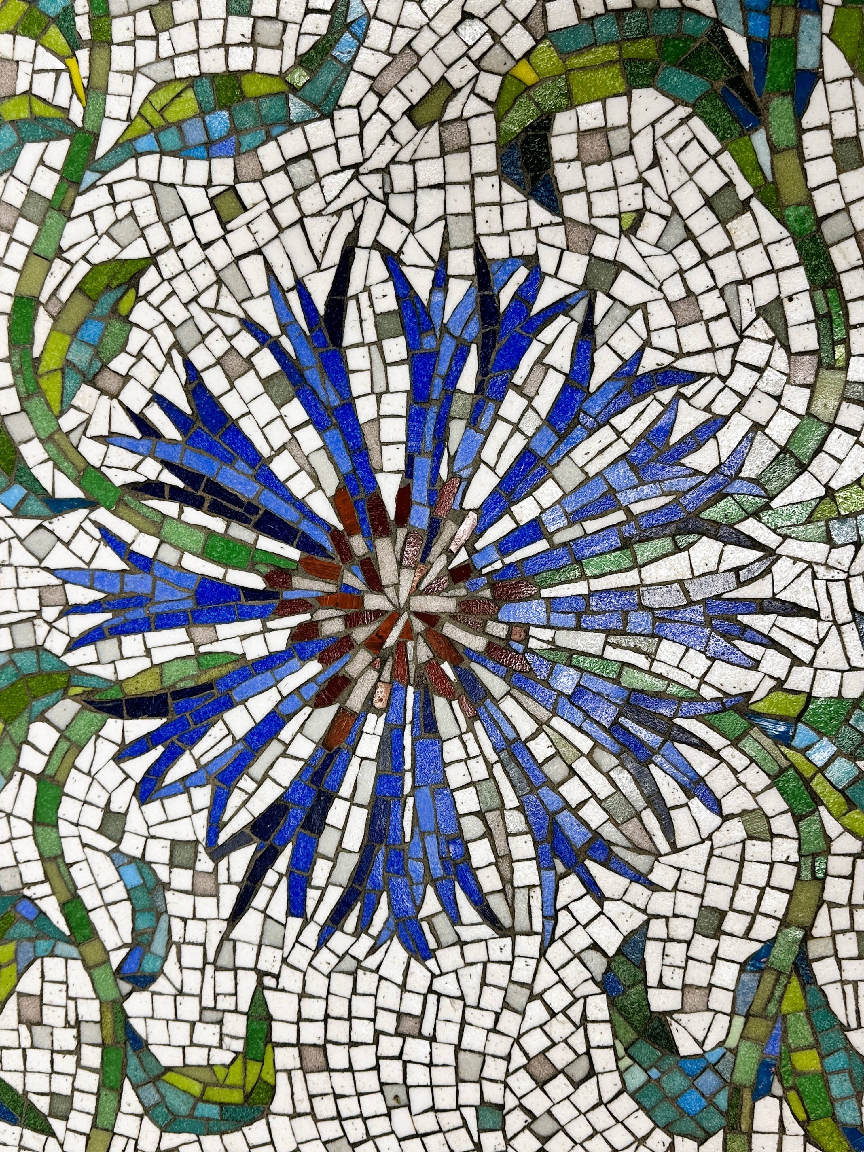 Amazing Wrought Iron Handmade Mosaic Coffee Table - France 1960's