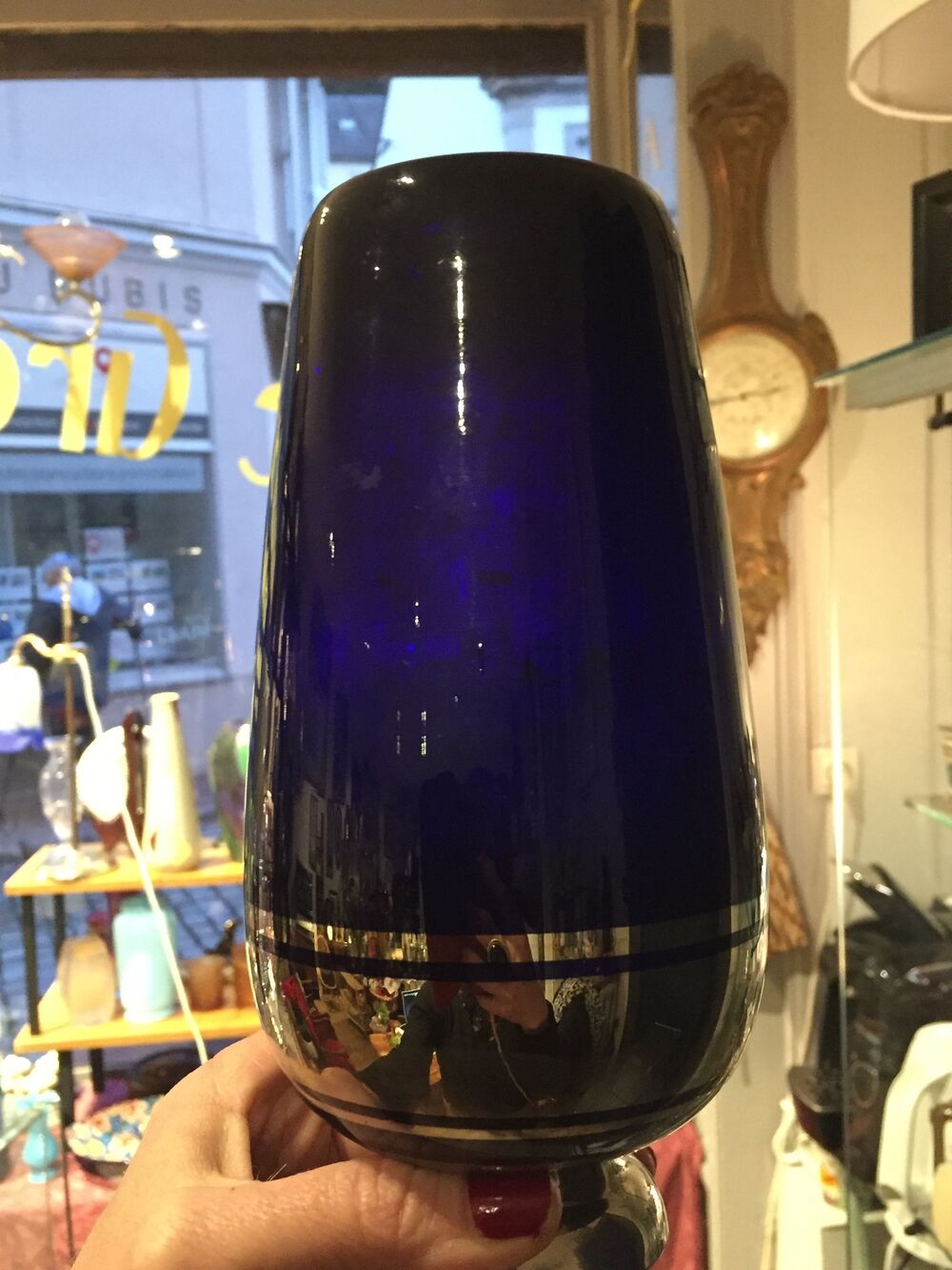 Vase soliflore royal blue and silver years 1930 1940