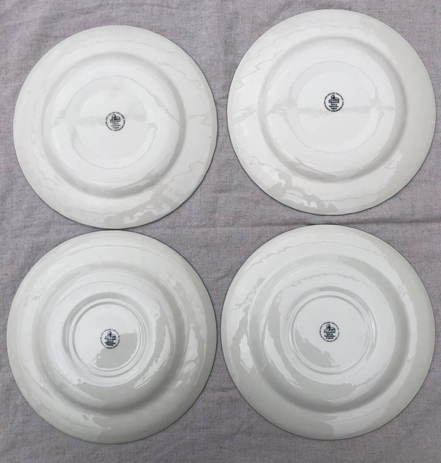 4 Churchill Cobalt Blue English Dinner Plates Made in Staffordshire England