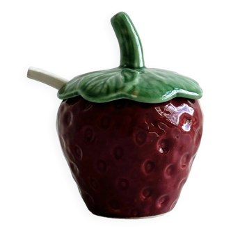 Sugar pot - ceramic jam slip in the shape of a strawberry.