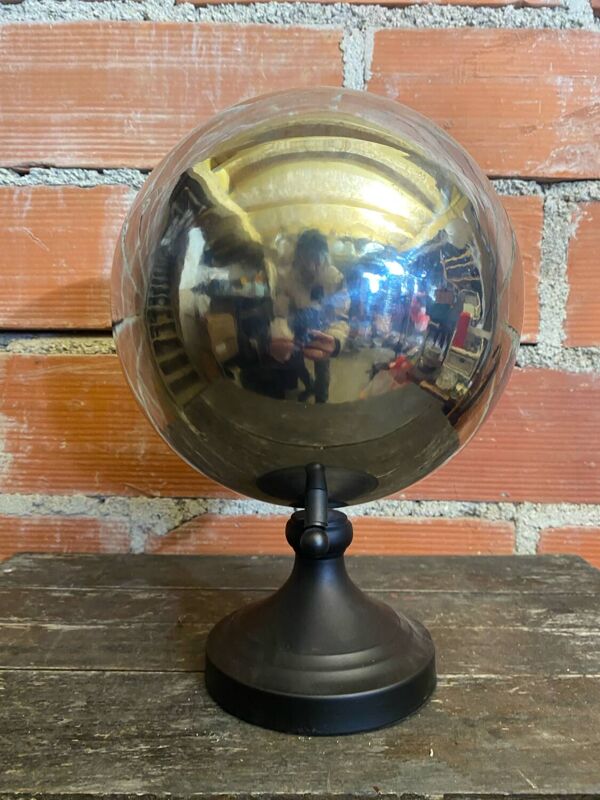 Mappemonde Globe Terrestre Planète Terre Métal Chromé + Pied Noir Desi