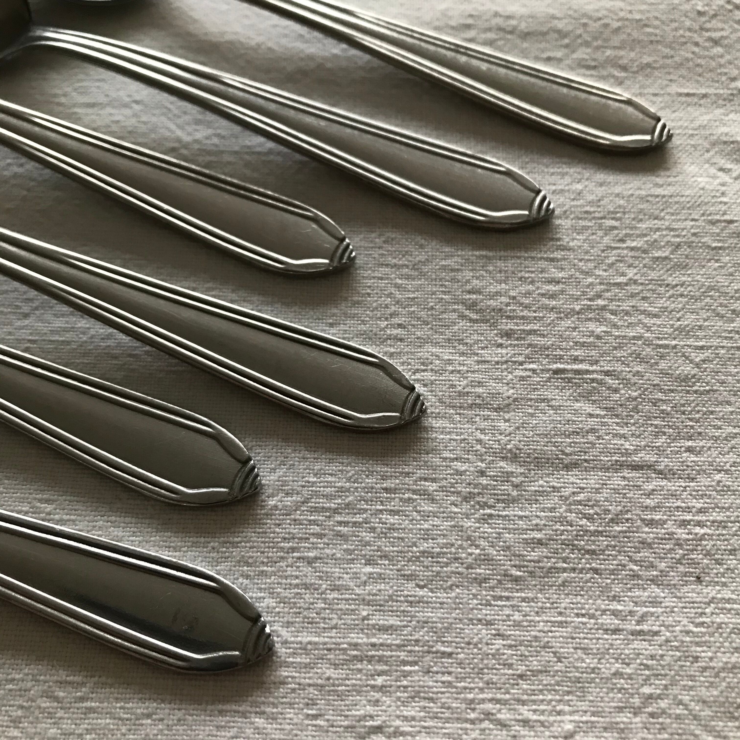 Series of 6 vintage stainless steel spoons