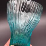 Set of 6 turquoise glass water glasses around 1975