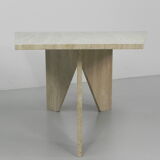 Travertine dining table, 130 x 129 cm